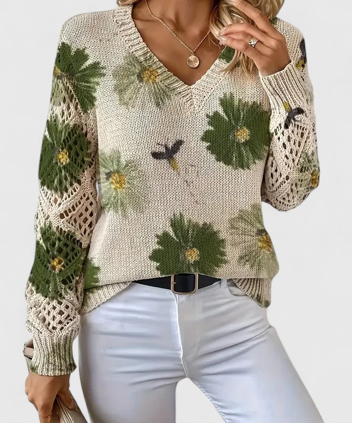 Aurora - Pull en maille à motif floral