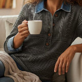 Wendy - Blouse Denim Premium à Détails Tressés