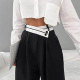 Françoise - Pantalon asymétrique à taille contrastante