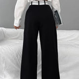 Françoise - Pantalon asymétrique à taille contrastante