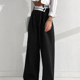 Françoise - Pantalon asymétrique à taille contrastante