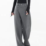 Lourdes - Pantalon Large Asymétrique avec Boutons