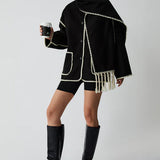 Estelle - Veste à Bordures Contrastées avec Foulard Assorti