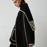 Estelle - Veste à Bordures Contrastées avec Foulard Assorti