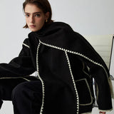 Estelle - Veste à Bordures Contrastées avec Foulard Assorti