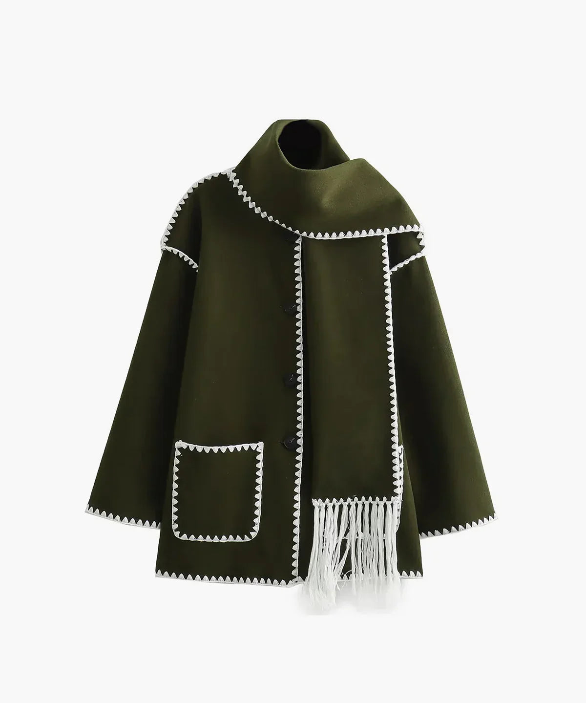 Estelle - Veste à Bordures Contrastées avec Foulard Assorti