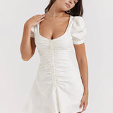 Murielle - Robe Courte à Manches Bouffantes