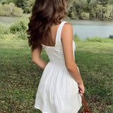 Gervaise - Robe en Mélange de Coton à Encolure Carrée