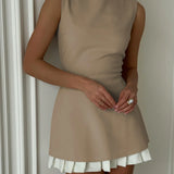 Maryse - Robe Plissée Bicolore Sans Manches