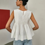 Cynthia - Blouse Peplum Sans Manches à Plis