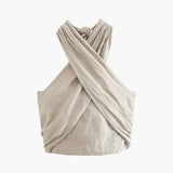 Carmina - Top Halter Croisé en Coton et Lin