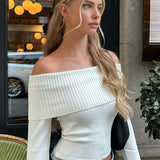 Pilar - Top en Maille Côtes Épaules Dénudées