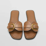 Gladys - Sandales Plates avec Lanière et Boucle