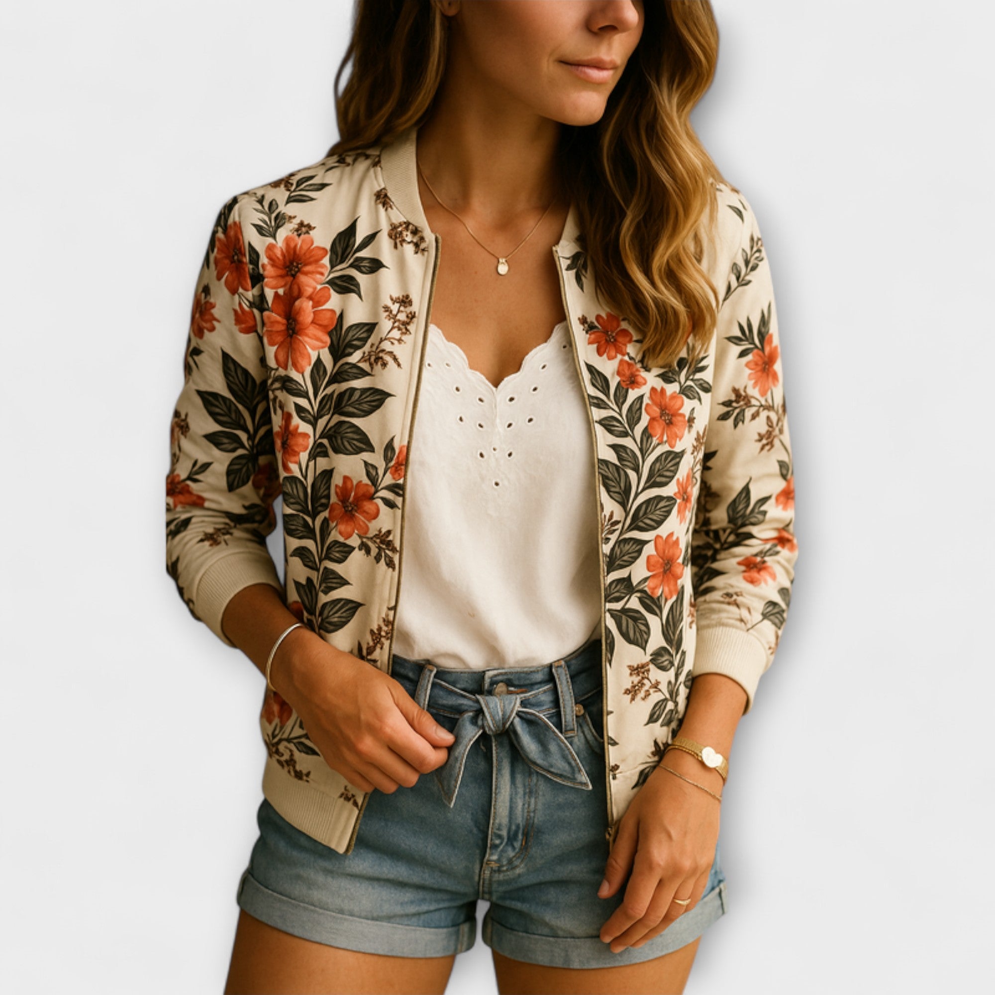 Lucile - Chaqueta bomber elegante con estampado floral