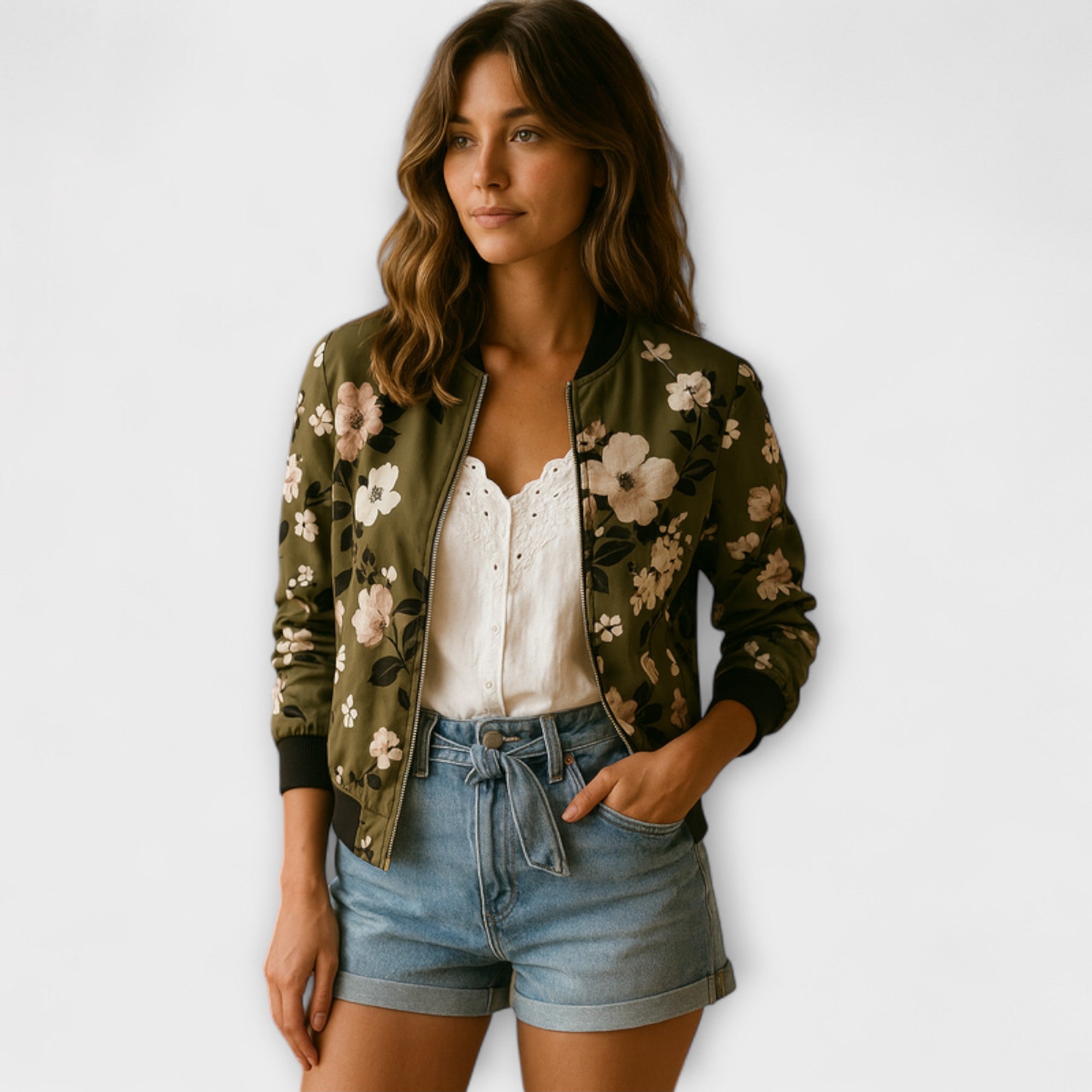 Lucile - Chaqueta bomber elegante con estampado floral