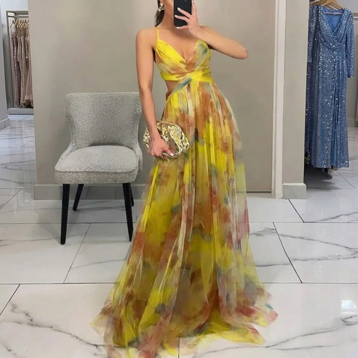 Nadine - Ravissante robe longue à imprimé floral