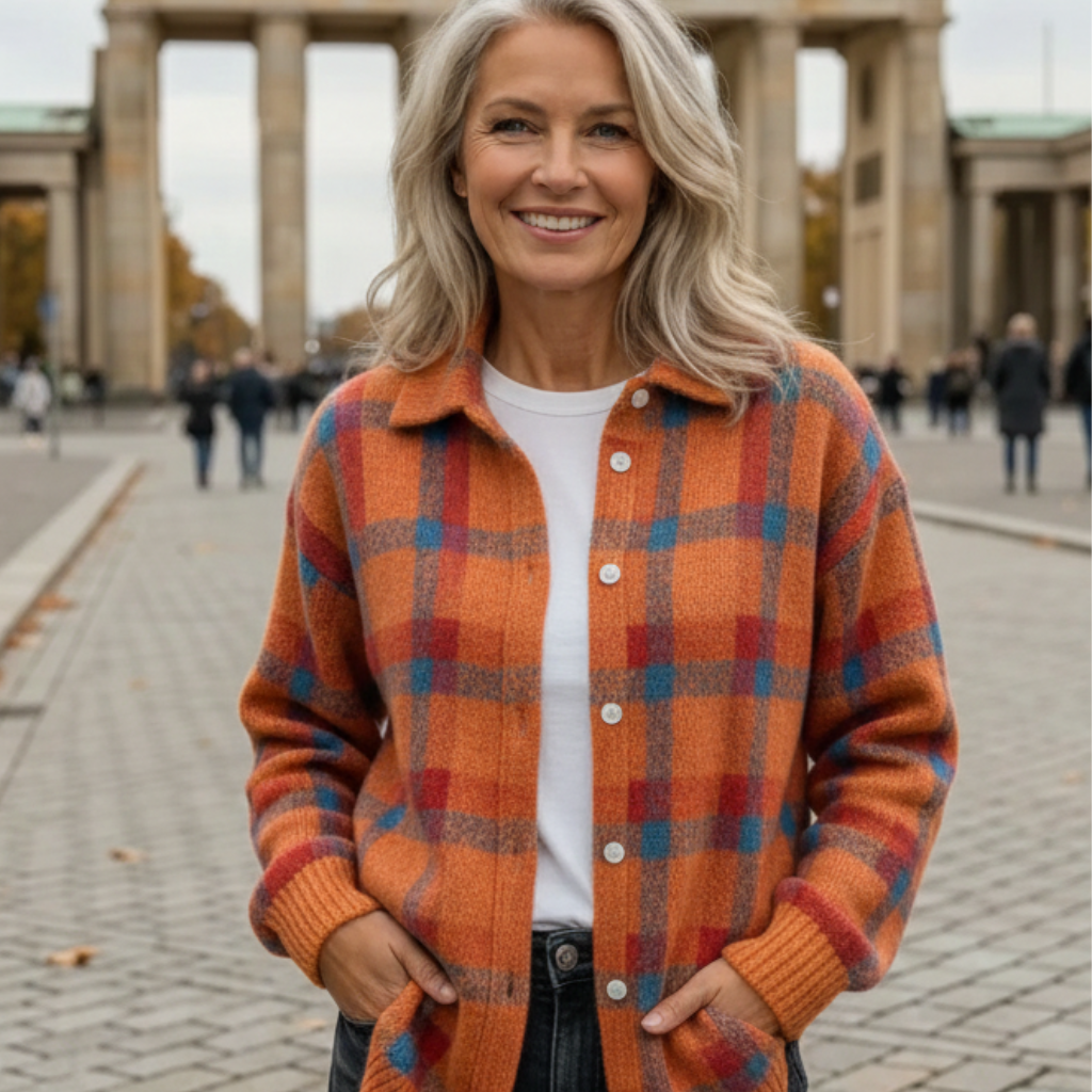 Romy - Cardigan doux à carreaux