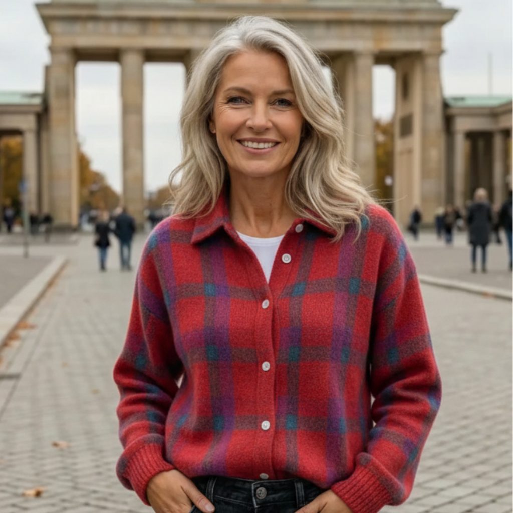 Romy - Cardigan doux à carreaux