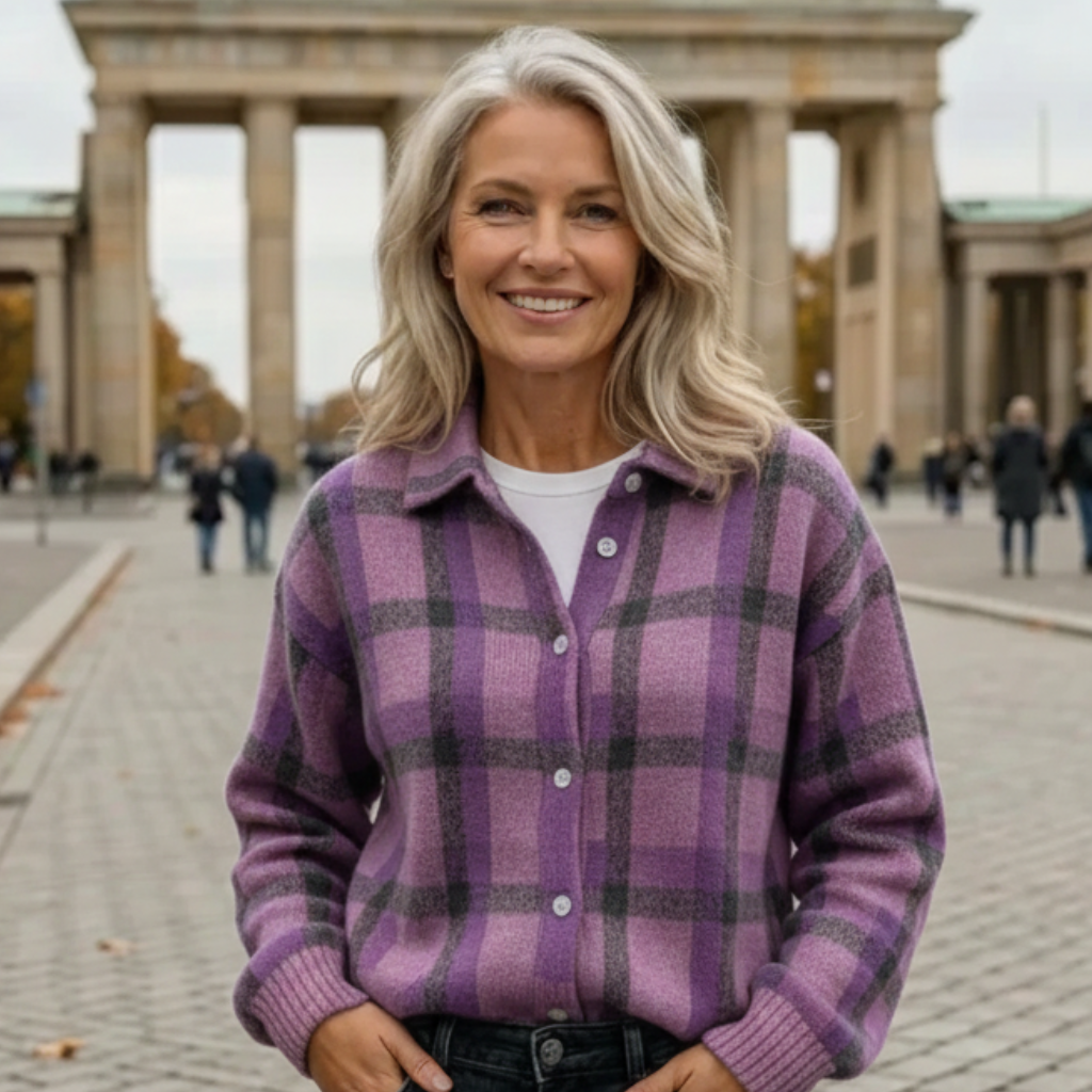 Romy - Cardigan doux à carreaux