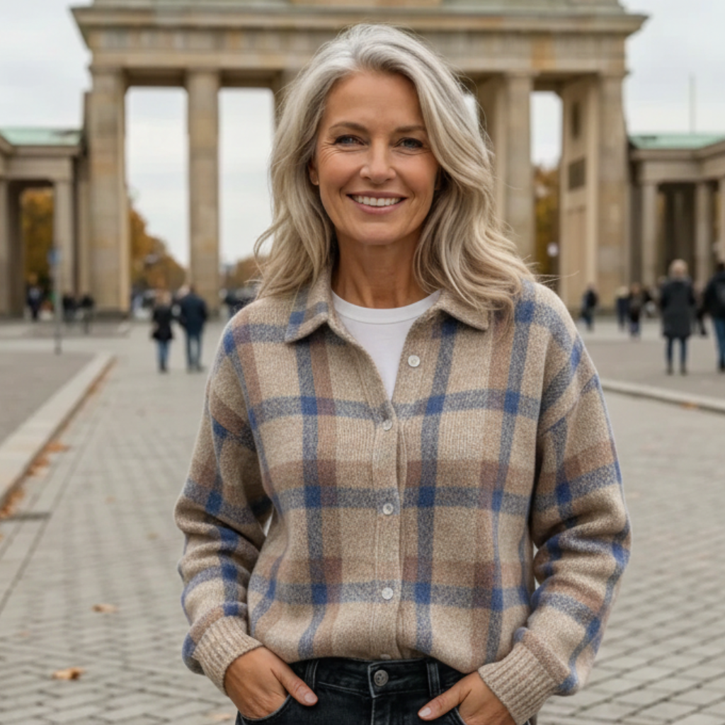 Romy - Cardigan doux à carreaux