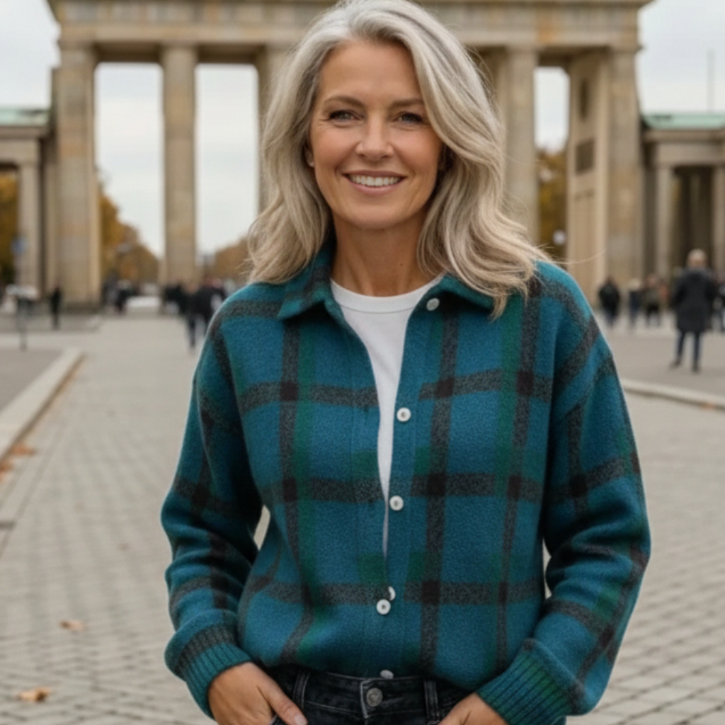 Romy - Cardigan doux à carreaux