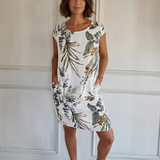 Delphine - Robe à col rond et imprimé botanique