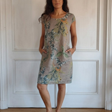 Delphine - Robe à col rond et imprimé botanique