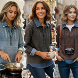 Wendy - Blouse Denim Premium à Détails Tressés