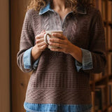 Wendy - Blouse Denim Premium à Détails Tressés