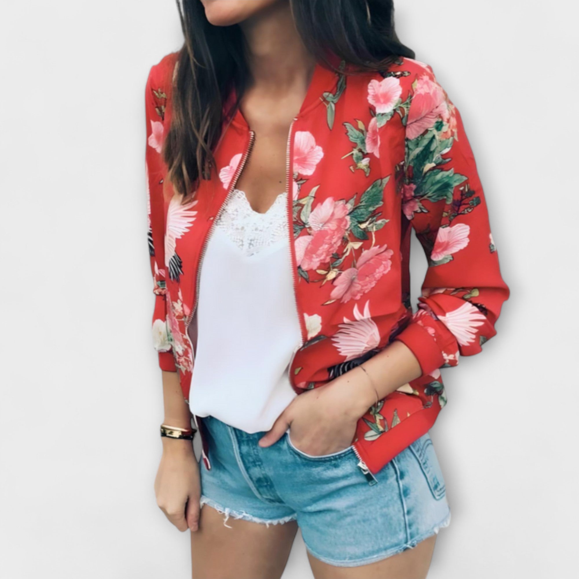 Lucile - Chaqueta bomber elegante con estampado floral