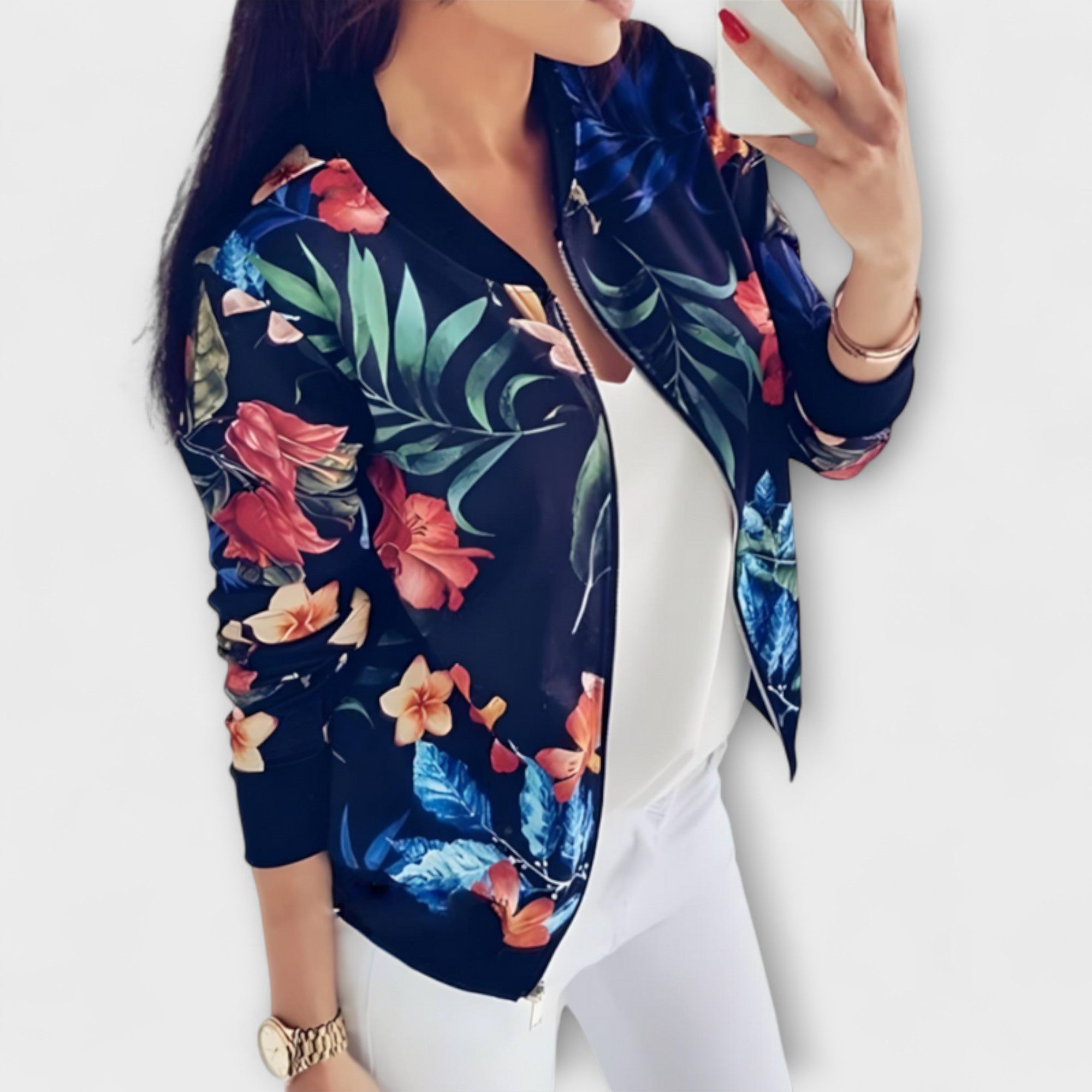 Lucile - Chaqueta bomber elegante con estampado floral